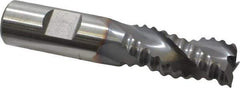Niagara Cutter - 3/4" Diam, Coarse Pitch, 1-1/2" LOC, 3 Flute Cobalt Roughing Square End Mill - TiCN Finish, 3-3/4" OAL, 3/4" Shank Diam, Single End, Centercutting, 36° Helix - Eagle Tool & Supply