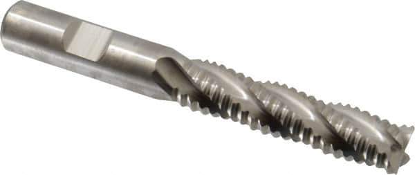 Niagara Cutter - 1/2" Diam, Coarse Pitch, 2" LOC, 4 Flute Cobalt Roughing Square End Mill - Uncoated, 4" OAL, 1/2" Shank Diam, Single End, Centercutting, 30° Helix - Eagle Tool & Supply
