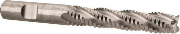 Niagara Cutter - 1/2" Diam, Coarse Pitch, 2-1/2" LOC, 4 Flute Cobalt Roughing Square End Mill - Uncoated, 4-1/2" OAL, 1/2" Shank Diam, Single End, Centercutting, 30° Helix - Eagle Tool & Supply