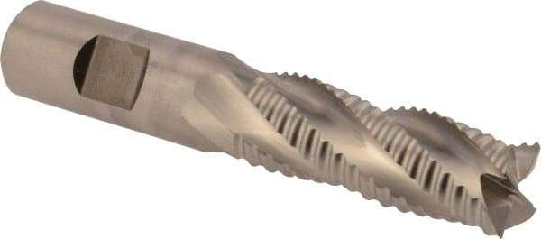Niagara Cutter - 3/4" Diam, Coarse Pitch, 2" LOC, 4 Flute Cobalt Roughing Square End Mill - Uncoated, 4-1/4" OAL, 3/4" Shank Diam, Single End, Centercutting, 30° Helix - Eagle Tool & Supply