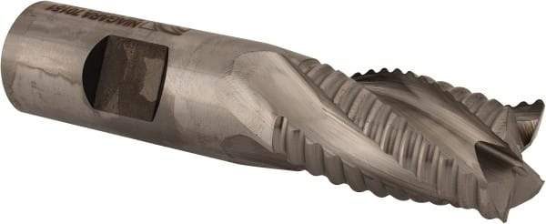 Niagara Cutter - 3/4" Diam, Coarse Pitch, 1-1/4" LOC, 4 Flute Cobalt Roughing Square End Mill - Uncoated, 3-1/2" OAL, 3/4" Shank Diam, Single End, Centercutting, 30° Helix - Eagle Tool & Supply