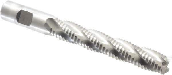 Niagara Cutter - 3/4" Diam, Coarse Pitch, 4-1/8" LOC, 4 Flute Cobalt Roughing Square End Mill - Uncoated, 6-3/8" OAL, 3/4" Shank Diam, Single End, Centercutting, 30° Helix - Eagle Tool & Supply