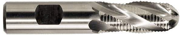 Niagara Cutter - 3/4" Diam, Coarse Pitch, 1-5/8" LOC, 4 Flute Cobalt Roughing Ball End Mill - Uncoated, 3-7/8" OAL, 3/4" Shank Diam, Single End, Centercutting - Eagle Tool & Supply