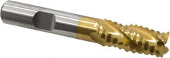 Niagara Cutter - 7/16" Diam, Coarse Pitch, 1" LOC, 4 Flute Cobalt Roughing Square End Mill - TiN Finish, 2-11/16" OAL, 3/8" Shank Diam, Single End, 30° Helix - Eagle Tool & Supply