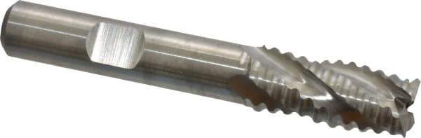Niagara Cutter - 7/16" Diam, Coarse Pitch, 1" LOC, 4 Flute Cobalt Roughing Square End Mill - Uncoated, 2-11/16" OAL, 3/8" Shank Diam, Single End, 30° Helix - Eagle Tool & Supply