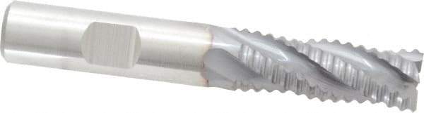 Niagara Cutter - 1/2" Diam, Coarse Pitch, 1-1/4" LOC, 4 Flute Cobalt Roughing Square End Mill - TiCN Finish, 3-1/4" OAL, 1/2" Shank Diam, Single End, 30° Helix - Eagle Tool & Supply