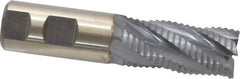 Niagara Cutter - 1" Diam, Coarse Pitch, 2" LOC, 5 Flute Cobalt Roughing Square End Mill - TiCN Finish, 4-1/2" OAL, 1" Shank Diam, Single End, 30° Helix - Eagle Tool & Supply
