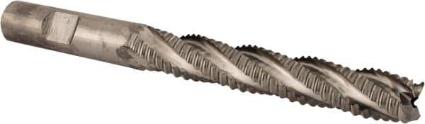 Niagara Cutter - 1/2" Diam, Coarse Pitch, 3" LOC, 4 Flute Cobalt Roughing Square End Mill - Uncoated, 5" OAL, 1/2" Shank Diam, Single End, 30° Helix - Eagle Tool & Supply