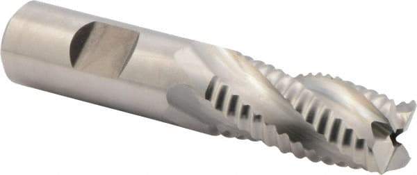 Niagara Cutter - 3/4" Diam, Coarse Pitch, 1-1/2" LOC, 4 Flute Cobalt Roughing Square End Mill - Uncoated, 3-3/4" OAL, 3/4" Shank Diam, Single End, 30° Helix - Eagle Tool & Supply