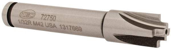 Keo - 1/32" Radius, 7/16" Mill Diam, 4 Flute Cobalt Corner Rounding End Mill - Single End, Uncoated, 1/4" Tip Diam, 2-1/2" OAL, 3/8" Shank Diam - Eagle Tool & Supply