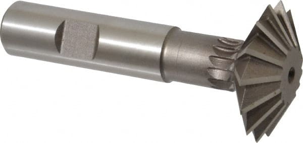 Keo - 1-1/2° 1-1/2" Cut Diam, 1/2" Cut Width, 5/8" Shank, High Speed Steel Double-Angle Cutter - Eagle Tool & Supply