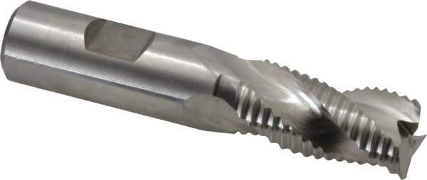 Niagara Cutter - 3/4" Diam, Coarse Pitch, 1-1/2" LOC, 3 Flute Cobalt Roughing Square End Mill - Uncoated, 3-3/4" OAL, 3/4" Shank Diam, Single End, Centercutting, 36° Helix - Eagle Tool & Supply