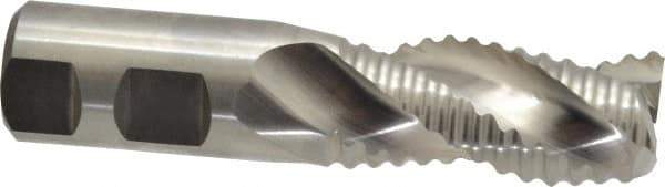 Niagara Cutter - 1" Diam, Coarse Pitch, 2" LOC, 3 Flute Cobalt Roughing Square End Mill - Uncoated, 4-1/2" OAL, 1" Shank Diam, Single End, Centercutting, 36° Helix - Eagle Tool & Supply