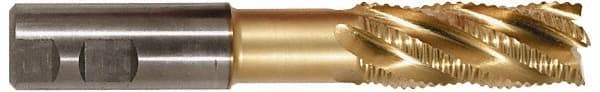 Niagara Cutter - 1" Diam, Coarse Pitch, 2-1/2" LOC, 5 Flute Cobalt Roughing Square End Mill - TiCN Finish, 8-1/2" OAL, 1" Shank Diam, Single End, Extended Reach, Centercutting, 30° Helix - Eagle Tool & Supply