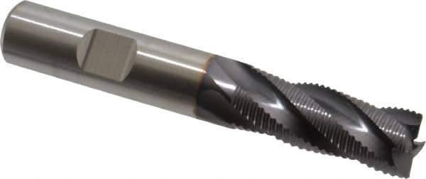 Niagara Cutter - 1/2" Diam, Fine Pitch, 1-1/4" LOC, 4 Flute Cobalt Roughing Square End Mill - TiAlN Finish, 3-1/4" OAL, 1/2" Shank Diam, Single End, 30° Helix - Eagle Tool & Supply