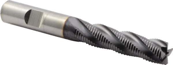 Niagara Cutter - 1/2" Diam, Fine Pitch, 2" LOC, 4 Flute Cobalt Roughing Square End Mill - TiAlN Finish, 4" OAL, 1/2" Shank Diam, Single End, 30° Helix - Eagle Tool & Supply
