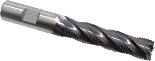 Niagara Cutter - 5/8" Diam, Fine Pitch, 2-1/2" LOC, 4 Flute Cobalt Roughing Square End Mill - TiAlN Finish, 4-5/8" OAL, 5/8" Shank Diam, Single End, 30° Helix - Eagle Tool & Supply