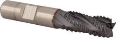Niagara Cutter - 1/2" Diam, Coarse Pitch, 1" LOC, 4 Flute Cobalt Roughing Square End Mill - TiCN Finish, 3" OAL, 1/2" Shank Diam, Single End, 30° Helix - Eagle Tool & Supply