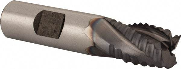 Niagara Cutter - 5/8" Diam, Coarse Pitch, 3/4" LOC, 4 Flute Cobalt Roughing Square End Mill - TiCN Finish, 2-7/8" OAL, 5/8" Shank Diam, Single End, 30° Helix - Eagle Tool & Supply