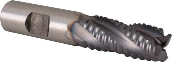 Niagara Cutter - 5/8" Diam, Coarse Pitch, 1-1/4" LOC, 4 Flute Cobalt Roughing Square End Mill - TiCN Finish, 3-3/8" OAL, 5/8" Shank Diam, Single End, 30° Helix - Eagle Tool & Supply