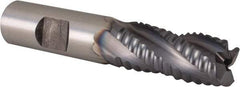 Niagara Cutter - 5/8" Diam, Coarse Pitch, 1-1/4" LOC, 4 Flute Cobalt Roughing Square End Mill - TiCN Finish, 3-3/8" OAL, 5/8" Shank Diam, Single End, 30° Helix - Eagle Tool & Supply