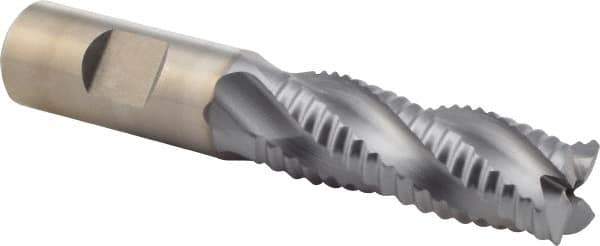 Niagara Cutter - 3/4" Diam, Coarse Pitch, 2" LOC, 4 Flute Cobalt Roughing Square End Mill - TiCN Finish, 4-1/4" OAL, 3/4" Shank Diam, Single End, 30° Helix - Eagle Tool & Supply