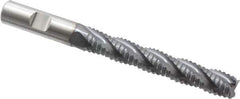 Niagara Cutter - 1/2" Diam, Coarse Pitch, 3" LOC, 4 Flute Cobalt Roughing Square End Mill - TiCN Finish, 5" OAL, 1/2" Shank Diam, Single End, Centercutting, 30° Helix - Eagle Tool & Supply