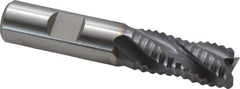 Niagara Cutter - 5/8" Diam, Coarse Pitch, 1-1/4" LOC, 4 Flute Cobalt Roughing Square End Mill - TiCN Finish, 3-3/8" OAL, 5/8" Shank Diam, Single End, Centercutting, 30° Helix - Eagle Tool & Supply