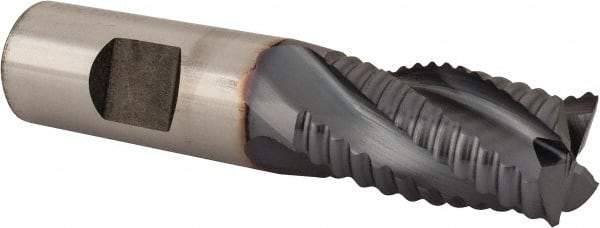 Niagara Cutter - 3/4" Diam, Coarse Pitch, 1-1/4" LOC, 4 Flute Cobalt Roughing Square End Mill - TiCN Finish, 3-1/2" OAL, 3/4" Shank Diam, Single End, Centercutting, 30° Helix - Eagle Tool & Supply