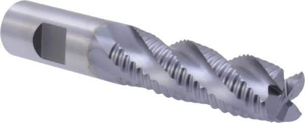 Niagara Cutter - 3/4" Diam, Coarse Pitch, 2-1/2" LOC, 4 Flute Cobalt Roughing Square End Mill - TiCN Finish, 4-3/4" OAL, 3/4" Shank Diam, Single End, Centercutting, 30° Helix - Eagle Tool & Supply