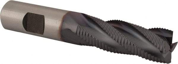 Niagara Cutter - 3/4" Diam, Fine Pitch, 2" LOC, 4 Flute Cobalt Roughing Square End Mill - TiCN Finish, 4-1/4" OAL, 3/4" Shank Diam, Single End, 30° Helix - Eagle Tool & Supply