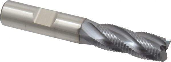 Niagara Cutter - 1/2" Diam, Fine Pitch, 1-1/4" LOC, 4 Flute Cobalt Roughing Square End Mill - TiCN Finish, 3-1/4" OAL, 1/2" Shank Diam, Single End, 30° Helix - Eagle Tool & Supply