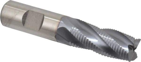Niagara Cutter - 3/4" Diam, Fine Pitch, 1-5/8" LOC, 4 Flute Cobalt Roughing Square End Mill - TiCN Finish, 3-7/8" OAL, 3/4" Shank Diam, Single End, 30° Helix - Eagle Tool & Supply
