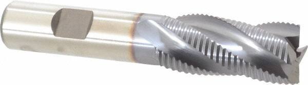 Niagara Cutter - 3/4" Diam, Fine Pitch, 1-5/8" LOC, 4 Flute Cobalt Roughing Square End Mill - TiCN Finish, 3-3/4" OAL, 5/8" Shank Diam, Single End, 30° Helix - Eagle Tool & Supply