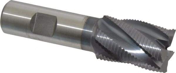 Niagara Cutter - 1" Diam, Fine Pitch, 1-1/2" LOC, 5 Flute Cobalt Roughing Square End Mill - TiCN Finish, 3-3/4" OAL, 3/4" Shank Diam, Single End, 30° Helix - Eagle Tool & Supply