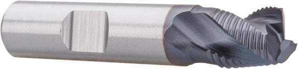 Niagara Cutter - 1/2" Diam, Fine Pitch, 1/2" LOC, 3 Flute Cobalt Roughing Square End Mill - TiCN Finish, 2-9/16" OAL, 1/2" Shank Diam, Single End, Centercutting, 36° Helix - Eagle Tool & Supply