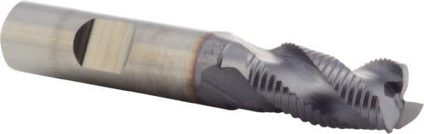 Niagara Cutter - 1/2" Diam, Fine Pitch, 1" LOC, 3 Flute Cobalt Roughing Square End Mill - TiCN Finish, 3-1/16" OAL, 1/2" Shank Diam, Single End, 36° Helix - Eagle Tool & Supply