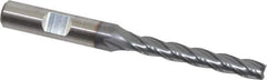 Niagara Cutter - 1/4", 1-3/4" LOC, 3/8" Shank Diam, 3-9/16" OAL, 4 Flute, Cobalt Square End Mill - Single End, TiCN Finish, Spiral Flute, 30° Helix, Centercutting, Right Hand Cut, Right Hand Flute, Series SPC408 - Eagle Tool & Supply