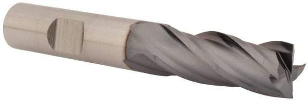 Niagara Cutter - 1/2", 1-1/4" LOC, 1/2" Shank Diam, 3-1/4" OAL, 4 Flute, Cobalt Square End Mill - Single End, TiCN Finish, Spiral Flute, 30° Helix, Centercutting, Right Hand Cut, Right Hand Flute, Series SPC408 - Eagle Tool & Supply