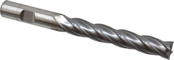 Niagara Cutter - 1/2", 3" LOC, 1/2" Shank Diam, 5" OAL, 4 Flute, Cobalt Square End Mill - Single End, TiCN Finish, Spiral Flute, 30° Helix, Centercutting, Right Hand Cut, Right Hand Flute, Series SPC408 - Eagle Tool & Supply