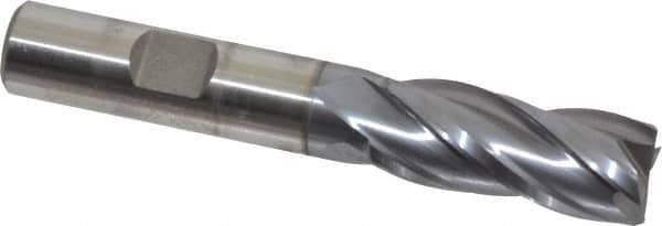 Niagara Cutter - 9/16", 1-3/8" LOC, 1/2" Shank Diam, 3-3/8" OAL, 4 Flute, Cobalt Square End Mill - Single End, TiCN Finish, Spiral Flute, 30° Helix, Centercutting, Right Hand Cut, Right Hand Flute, Series SPC408 - Eagle Tool & Supply