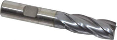 Niagara Cutter - 9/16", 1-3/8" LOC, 1/2" Shank Diam, 3-3/8" OAL, 4 Flute, Cobalt Square End Mill - Single End, TiCN Finish, Spiral Flute, 30° Helix, Centercutting, Right Hand Cut, Right Hand Flute, Series SPC408 - Eagle Tool & Supply