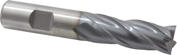 Niagara Cutter - 5/8", 1-5/8" LOC, 5/8" Shank Diam, 3-3/4" OAL, 4 Flute, Cobalt Square End Mill - Single End, TiCN Finish, Spiral Flute, 30° Helix, Centercutting, Right Hand Cut, Right Hand Flute, Series SPC408 - Eagle Tool & Supply