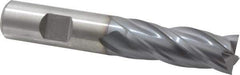 Niagara Cutter - 5/8", 1-5/8" LOC, 5/8" Shank Diam, 3-3/4" OAL, 4 Flute, Cobalt Square End Mill - Single End, TiCN Finish, Spiral Flute, 30° Helix, Centercutting, Right Hand Cut, Right Hand Flute, Series SPC408 - Eagle Tool & Supply