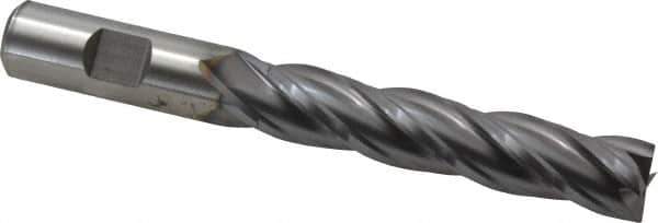 Niagara Cutter - 5/8", 3" LOC, 5/8" Shank Diam, 5-1/8" OAL, 4 Flute, Cobalt Square End Mill - Single End, TiCN Finish, Spiral Flute, 30° Helix, Centercutting, Right Hand Cut, Right Hand Flute, Series SPC408 - Eagle Tool & Supply