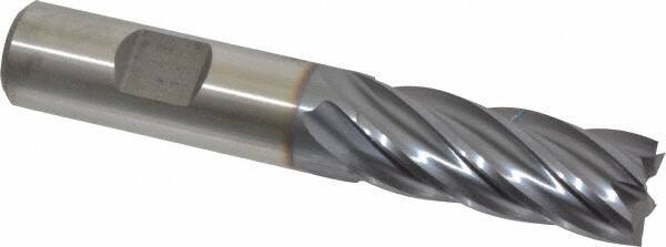 Niagara Cutter - 5/8", 1-5/8" LOC, 5/8" Shank Diam, 3-3/4" OAL, 6 Flute, Cobalt Square End Mill - Single End, TiCN Finish, Spiral Flute, 30° Helix, Centercutting, Right Hand Cut, Right Hand Flute, Series SPC408 - Eagle Tool & Supply