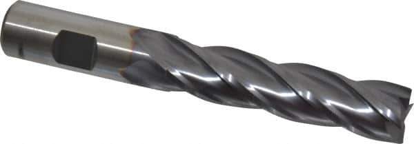Niagara Cutter - 3/4", 3" LOC, 3/4" Shank Diam, 5-1/4" OAL, 4 Flute, Cobalt Square End Mill - Single End, TiCN Finish, Spiral Flute, 30° Helix, Centercutting, Right Hand Cut, Right Hand Flute, Series SPC408 - Eagle Tool & Supply