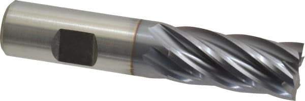 Niagara Cutter - 3/4", 1-5/8" LOC, 3/4" Shank Diam, 3-7/8" OAL, 6 Flute, Cobalt Square End Mill - Single End, TiCN Finish, Spiral Flute, 30° Helix, Centercutting, Right Hand Cut, Right Hand Flute, Series SPC408 - Eagle Tool & Supply