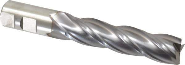 Niagara Cutter - 7/8", 3-1/2" LOC, 7/8" Shank Diam, 5-3/4" OAL, 4 Flute, Cobalt Square End Mill - Single End, TiCN Finish, Spiral Flute, 30° Helix, Centercutting, Right Hand Cut, Right Hand Flute, Series SPC408 - Eagle Tool & Supply