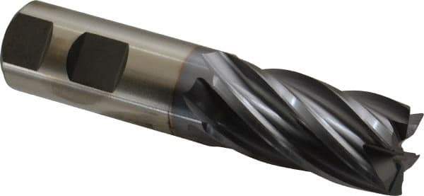 Niagara Cutter - 1", 2" LOC, 1" Shank Diam, 4-1/2" OAL, 6 Flute, Cobalt Square End Mill - Single End, TiCN Finish, Spiral Flute, 30° Helix, Centercutting, Right Hand Cut, Right Hand Flute, Series SPC408 - Eagle Tool & Supply